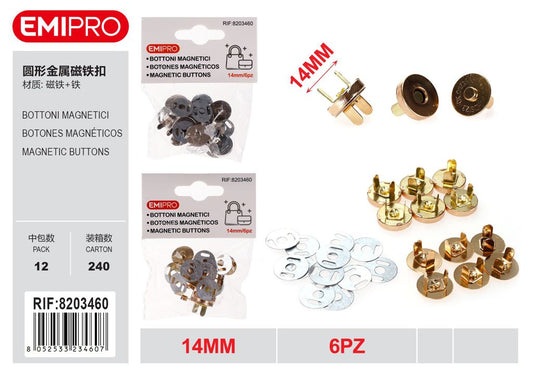 Bottoni Magnetici 14mm 6Pz