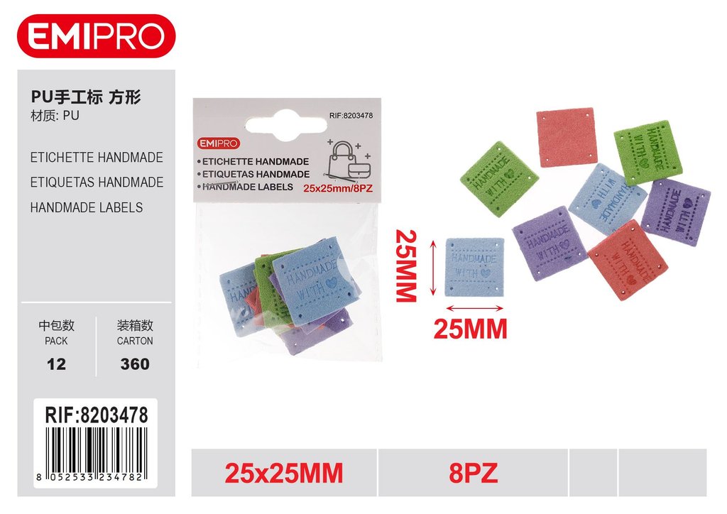 Etichette Handmade 25*25mm 8Pz