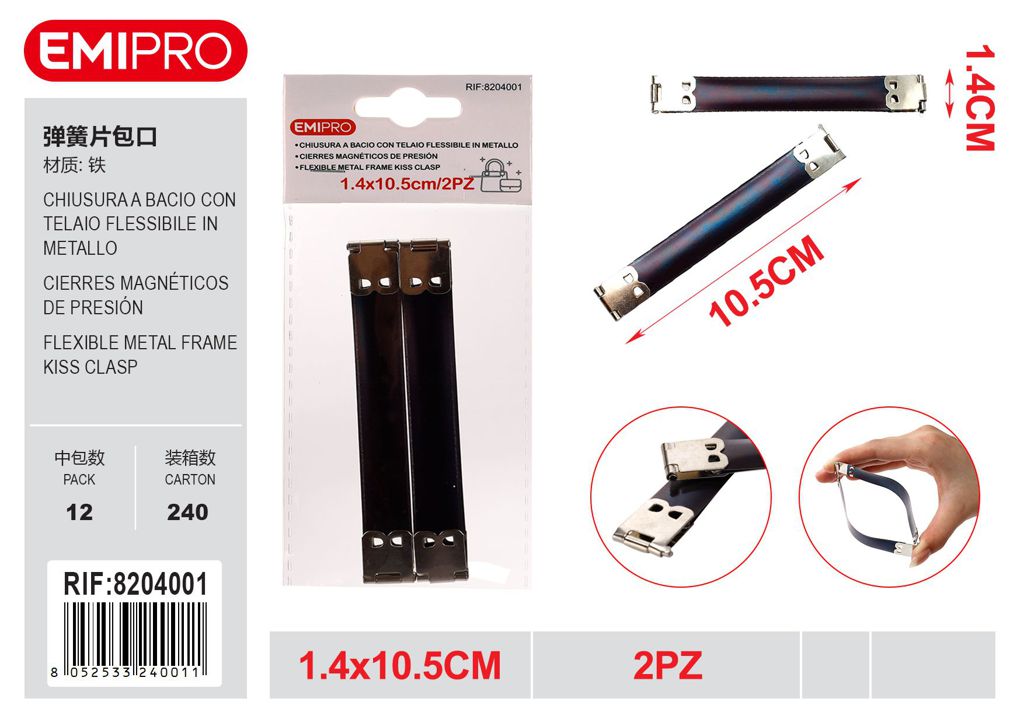 Chiusura A Bacio Con Telaio Flessibile In Metallo 1.4*10.5cm 2Pz