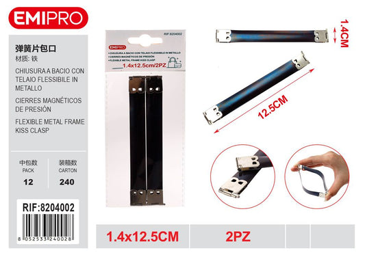Chiusura A Bacio Con Telaio Flessibile In Metallo 1.4*12.5cm 2Pz