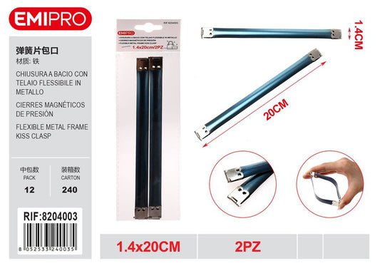 Chiusura A Bacio Con Telaio Flessibile In Metallo 1.4*20cm 2Pz