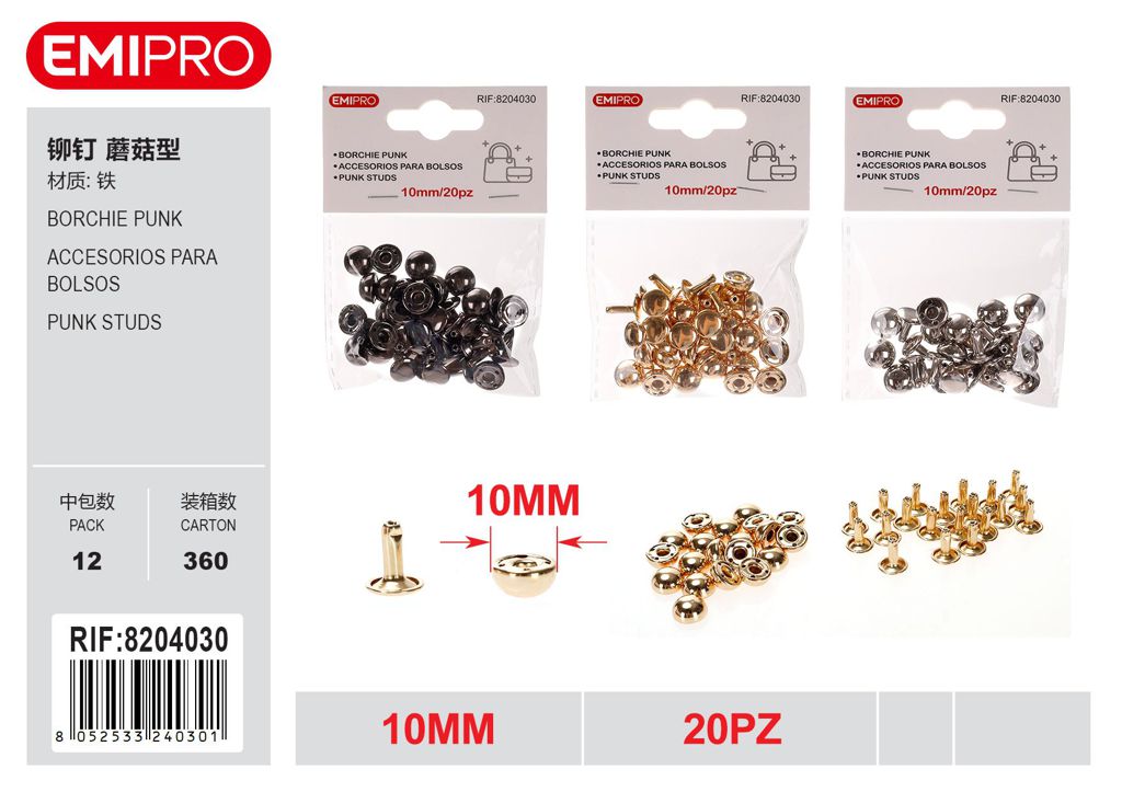Borchie Punk 10mm 20Pz