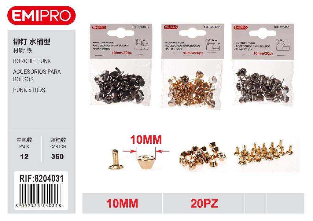Borchie Punk 10mm 20Pz