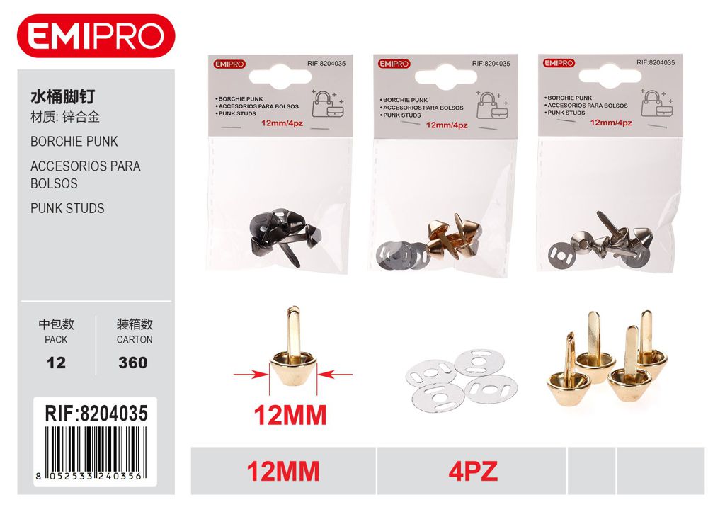 Borchie Punk 10mm 4Pz