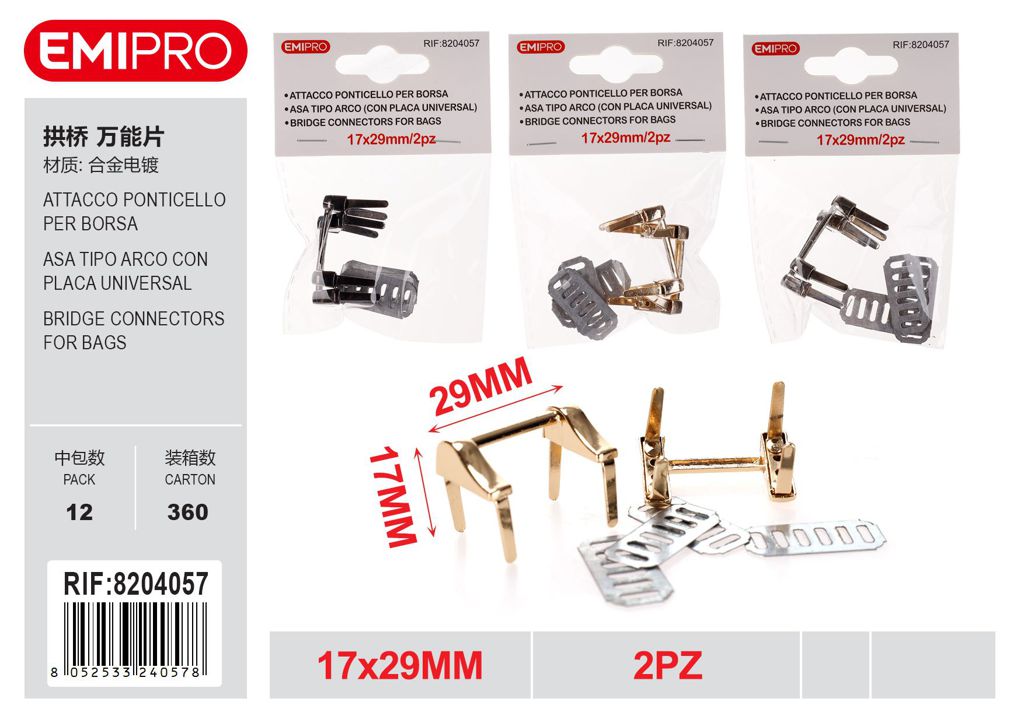 Attacco Ponticello Per Borsa 17*29mm 2Pz