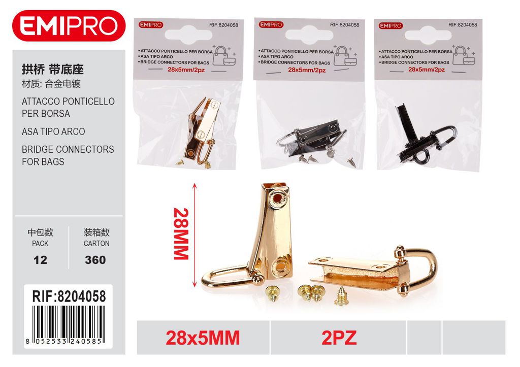 Attacco Ponticello Per Borsa 28*5mm 2Pz