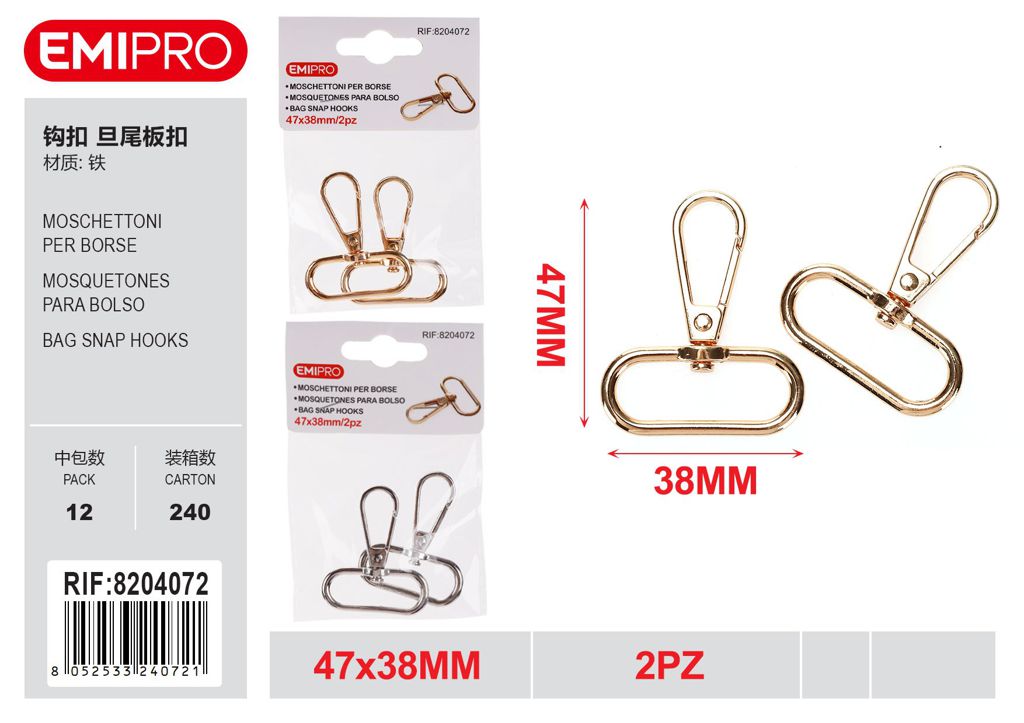Moschettoni Per Borse 47*38mm 2Pz