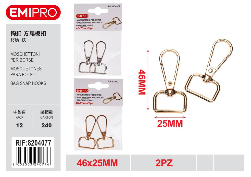 Moschettoni Per Borse 46*25mm 2Pz