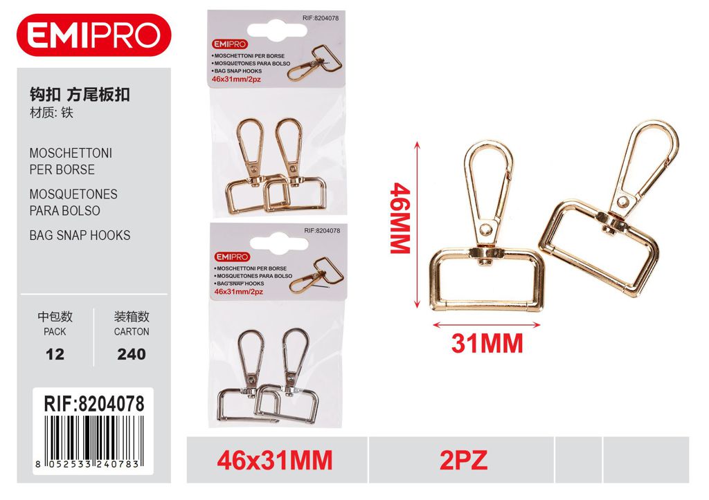 Moschettoni Per Borse 46*31mm 2Pz