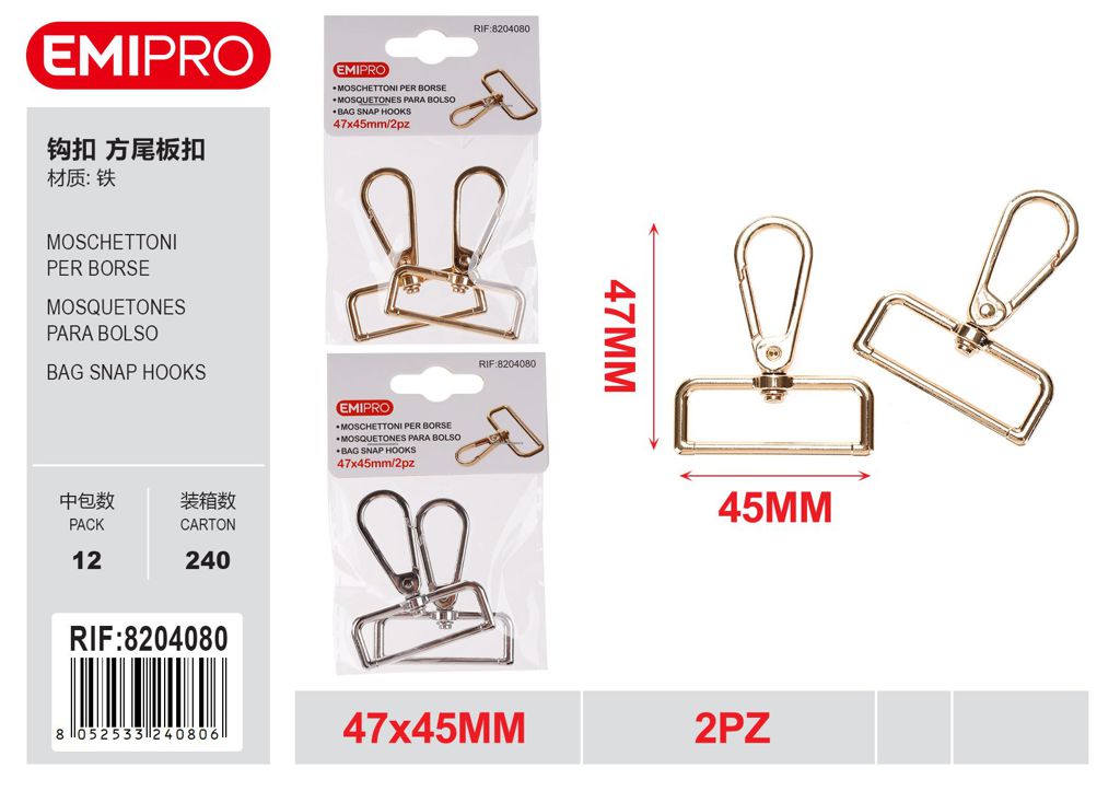 Moschettoni Per Borse 47*45mm 2Pz