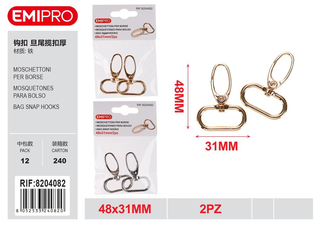 Moschettoni Per Borse 48*31mm 2Pz