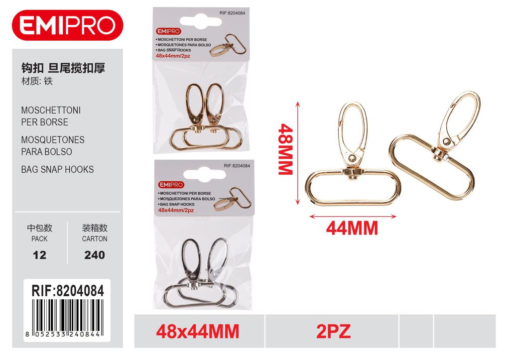 Moschettoni Per Borse 48*44mm 2Pz