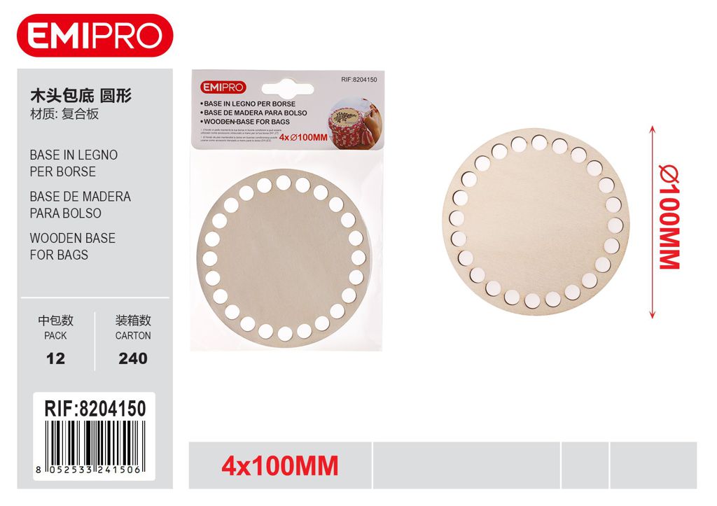 Base In Legno Per Borse 4* 100mm