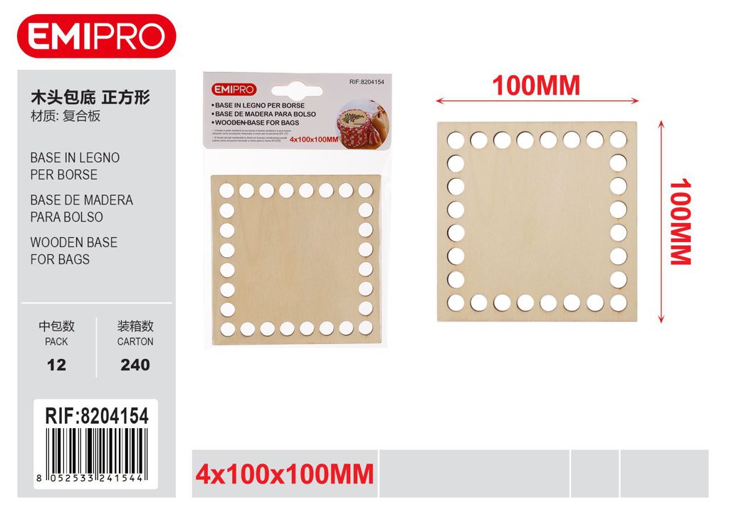 Base In Legno Per Borse 4*100*100mm