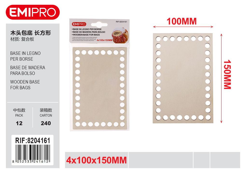 Base In Legno Per Borse 4*100*150mm