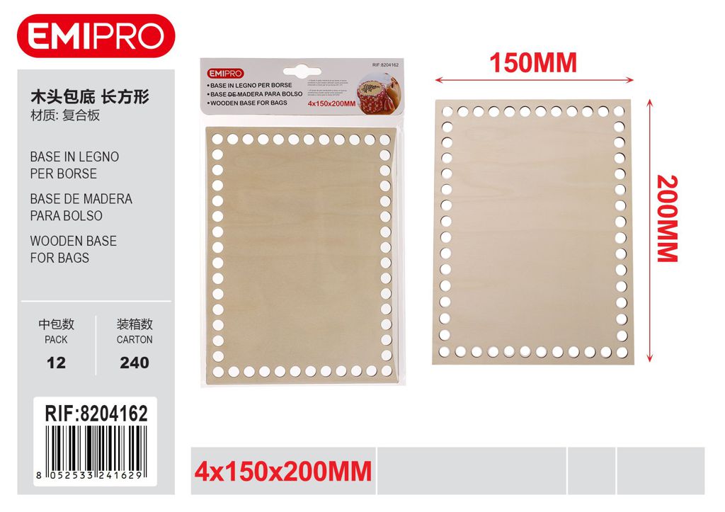 Base In Legno Per Borse 4*150*200mm