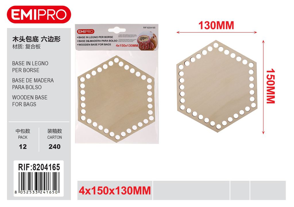 Base In Legno Per Borse 4*150*130mm