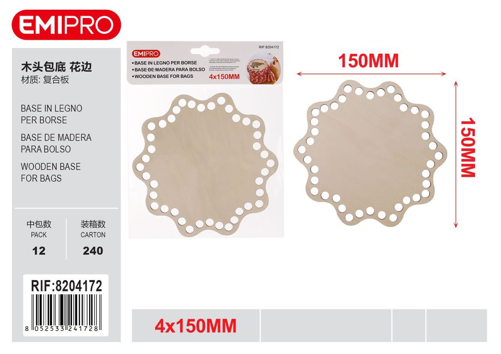Base In Legno Per Borse 4*150mm
