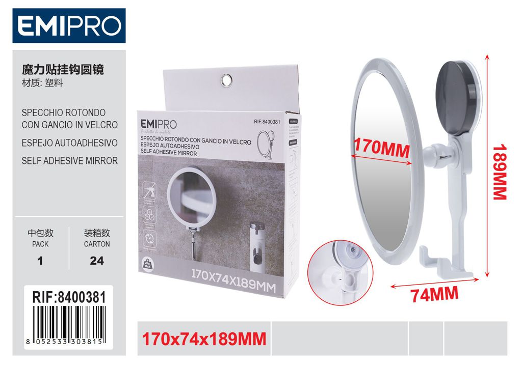 Specchio Rotondo Con Gancio Con ventosa Adesiva