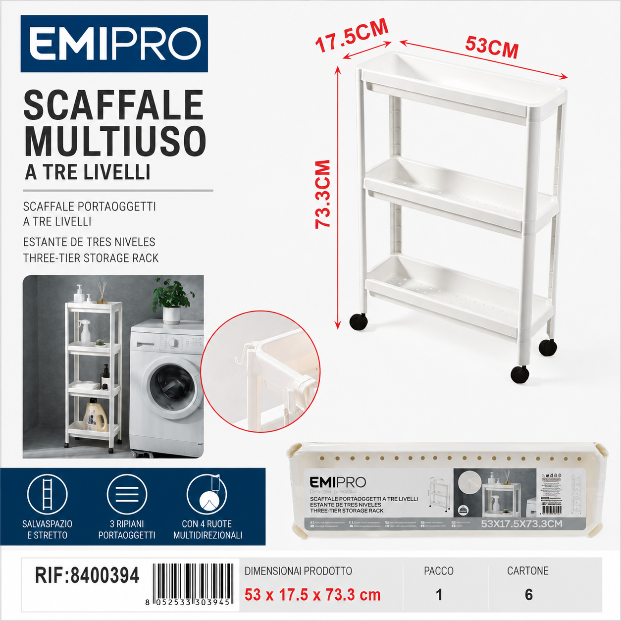 Scaffale Portaoggetti a Tre Livelli