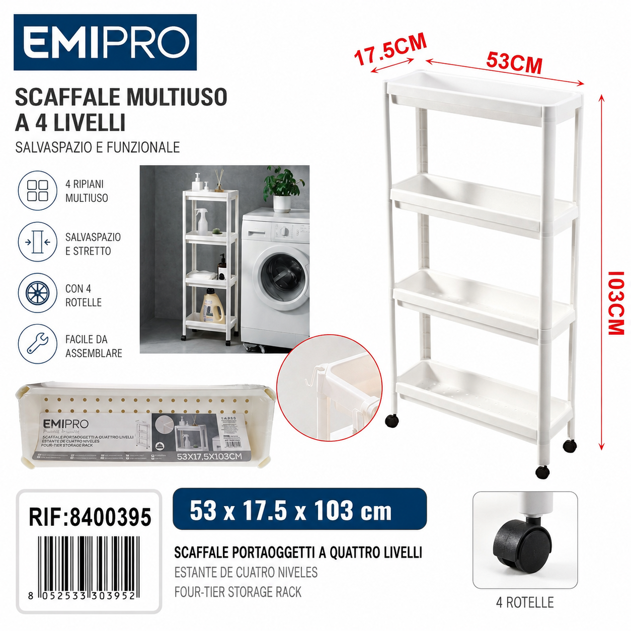 Scaffale Portaoggetti a Quattrro Livelli