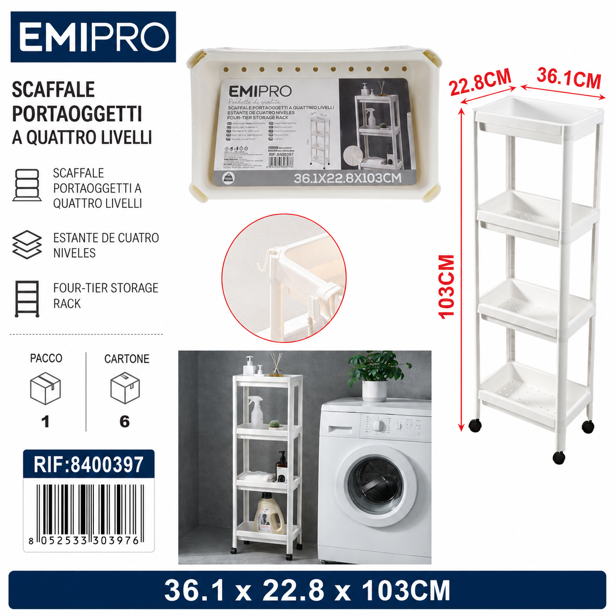 Scaffale Portaoggetti a Quattrro Livelli