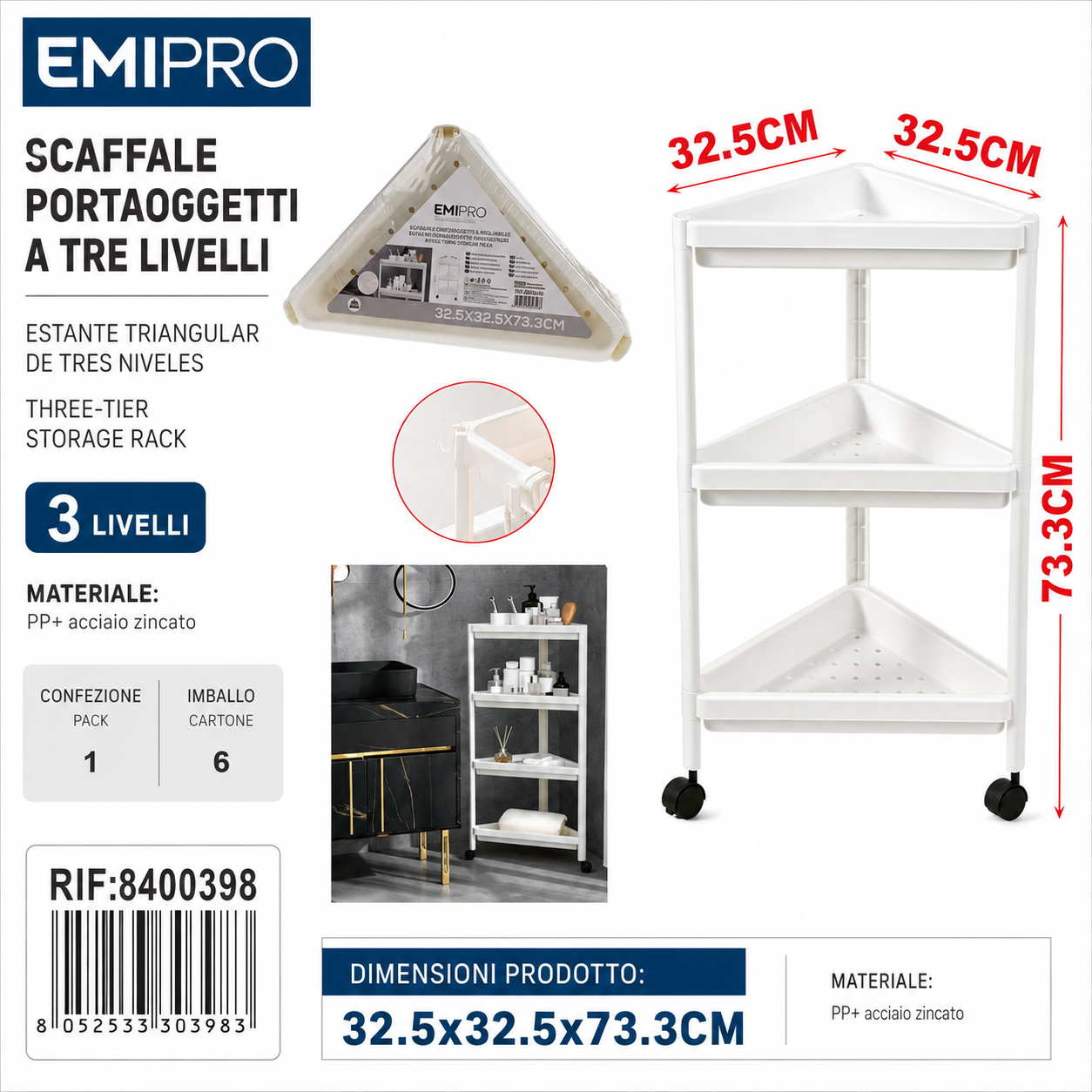 Scaffale Portaoggetti a Tre Livelli