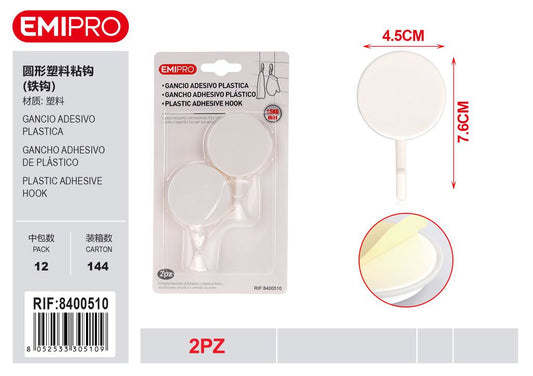 Gancio Adesivo Plastica 2Pz