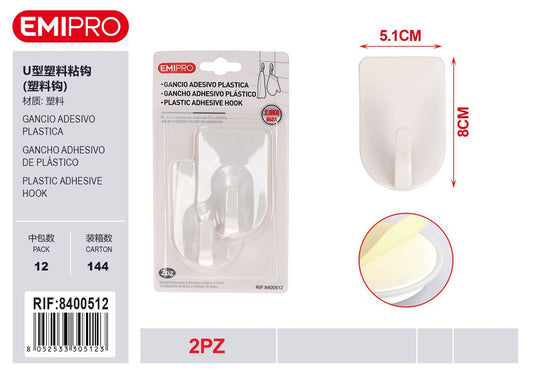 Gancio Adesivo Plastica 2Pz