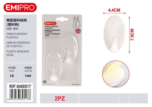 Gancio Adesivo Plastica 2Pz