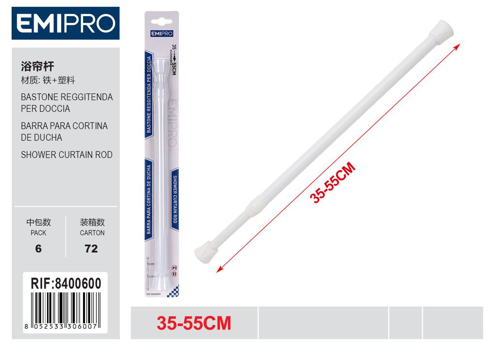 Bastone Reggitenda Per Doccia 35-55cm