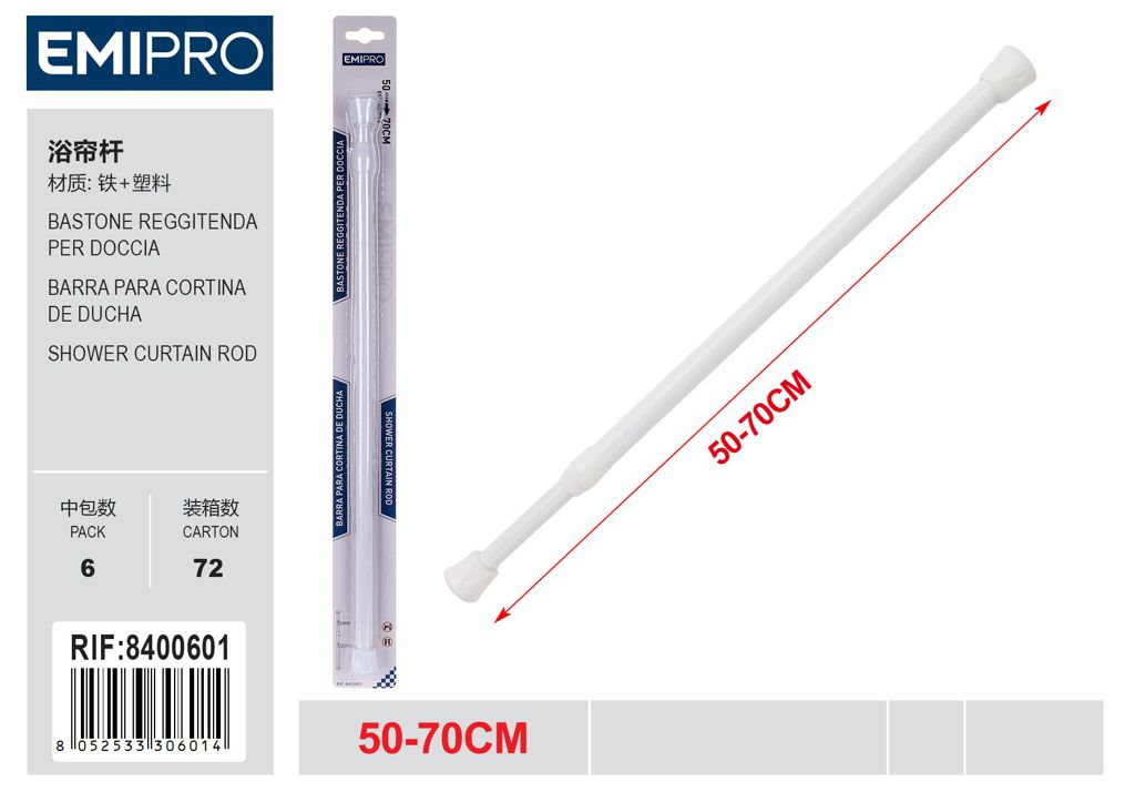 Bastone Reggitenda Per Doccia 50-70cm
