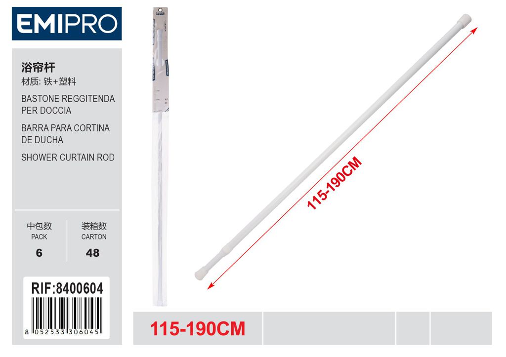 Bastone Reggitenda Per Doccia 115-190cm