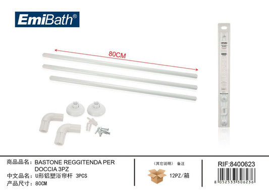 Bastone Reggitenda Per Doccia 80cm*3Pz