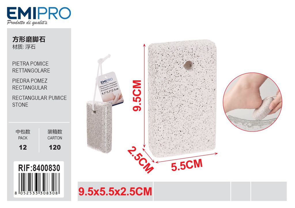 Pietra Pomice Rettangolare 10*5.5*2.5cm