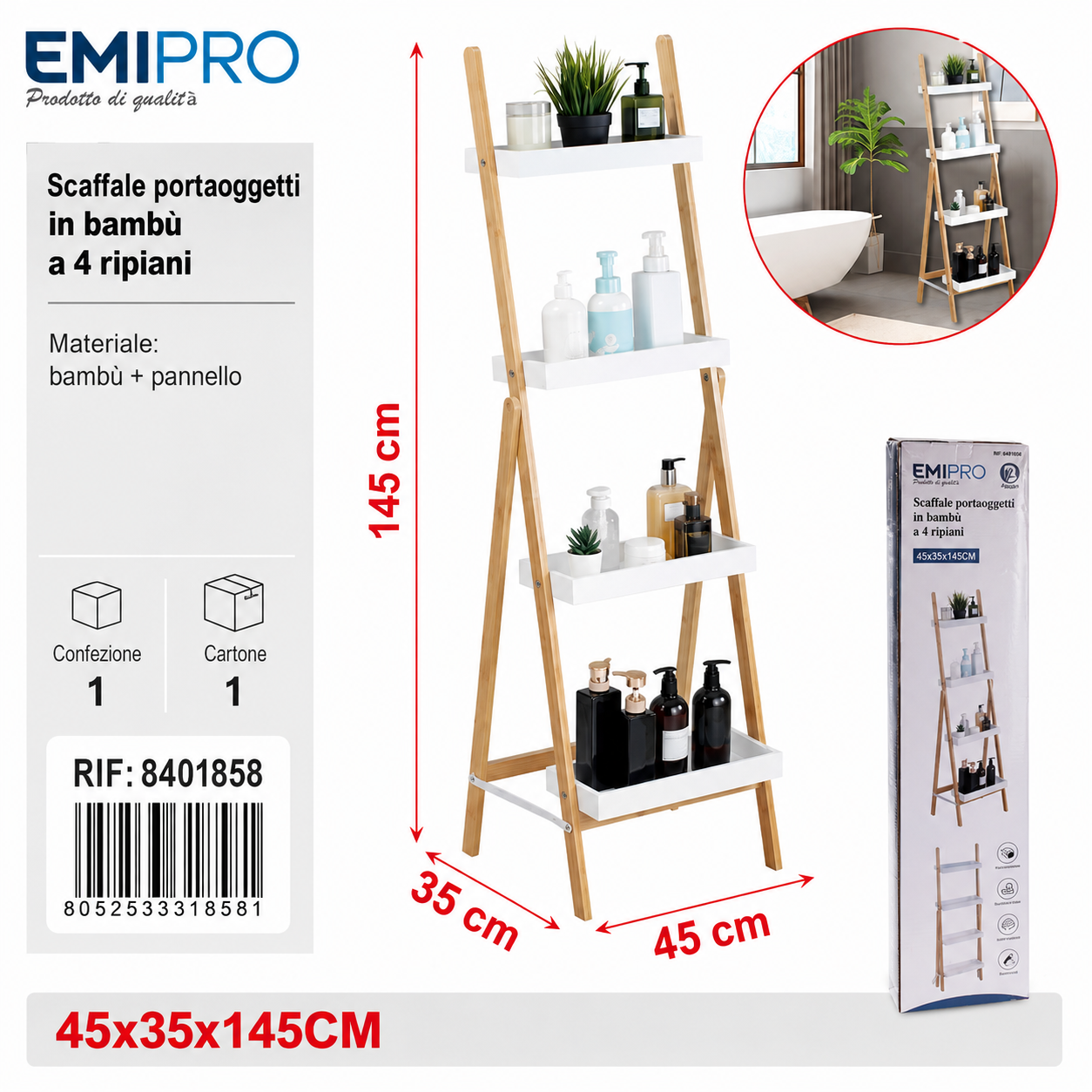 Scaffale Portaoggetti a 4 Strati