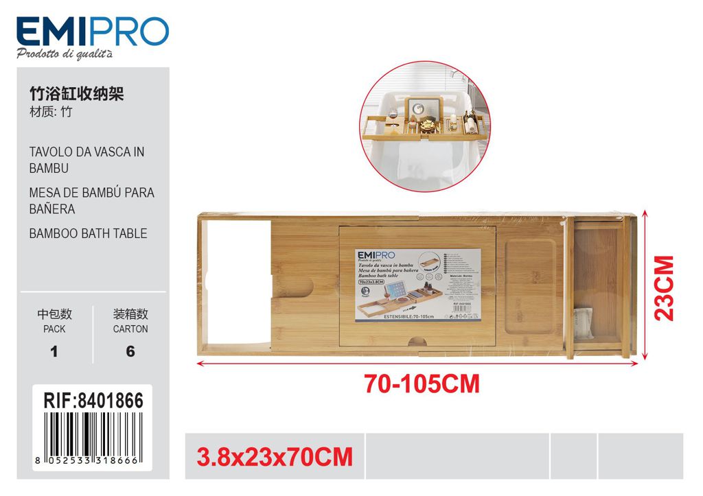 Tavolo Da vasca In Bambu 70*23*3.8cm