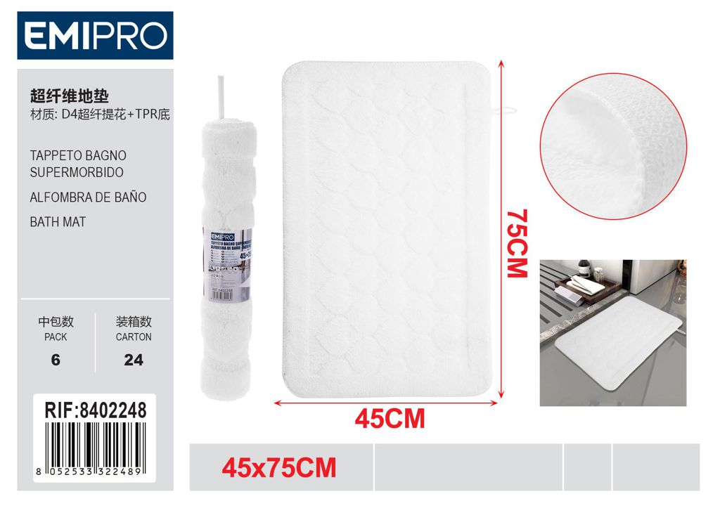 Tappeto Bagno Supermorbido Nero 45*75cm