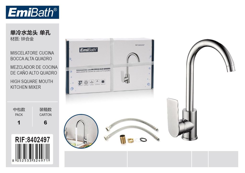 Miscelatore Cucina Bocca Alta Quadro