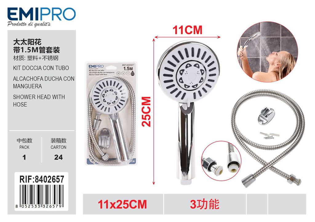 Kit Doccia Con Tubo 1.5M