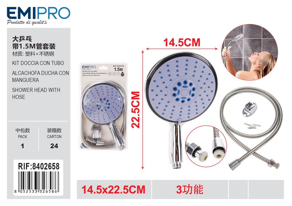 Kit Doccia Con Tubo 1.5M