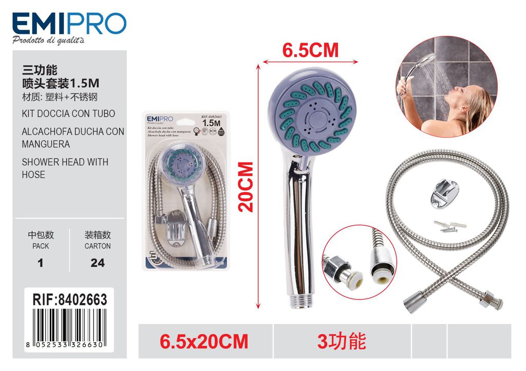 Kit Doccia Con Tubo 1.5M