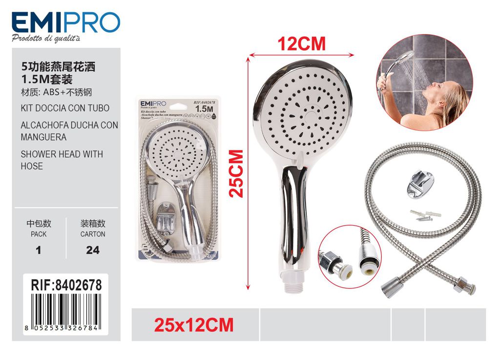 Kit doccia con tubo 1.5M