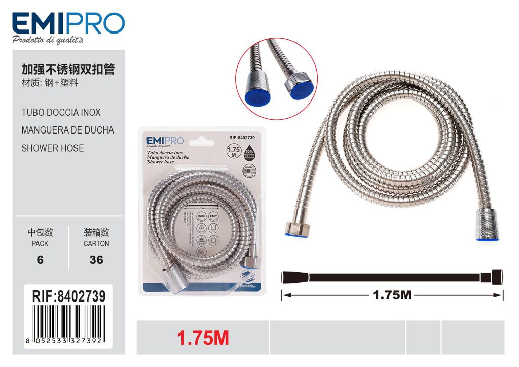 Tubo Doccia Inox 1.75M