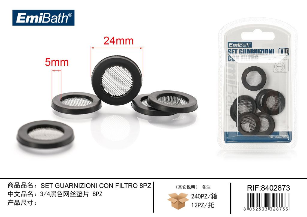 Set Guarnizioni Con Filtro 8Pz