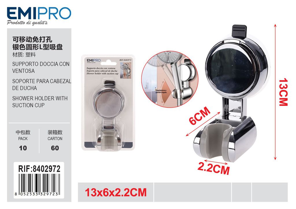 Supporto Doccia Con ventosa 13*6*2.2cm 1Pz