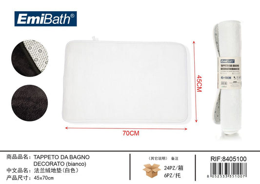 Tappeto Da Bagno Decorato Bianco 45*70cm