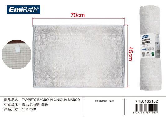 Tappeto Bagno In Ciniglia Bianco 45*70cm