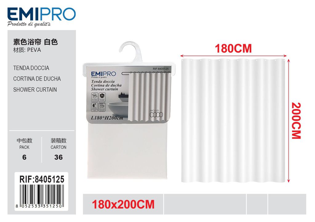 Tenda Doccia Bianco cm.180*200H