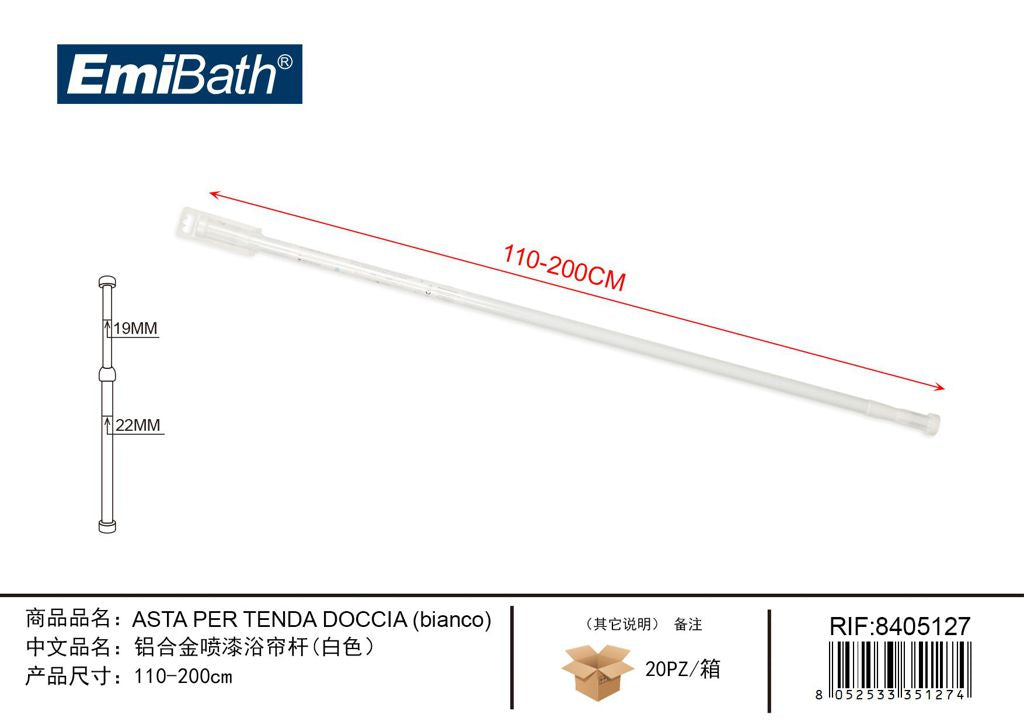 Asta Per Tenda Doccia Bianco 110 200cm